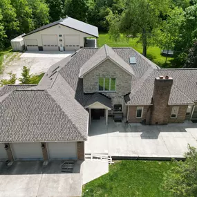 This beautiful full replacement in Sugar Creek looks amazing using GAF Harvest blend shingles.