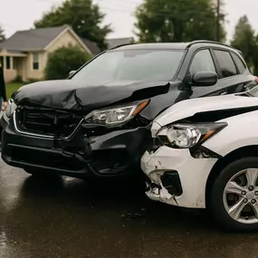 Crash scene involving SUV and sedan in Tacoma neighborhood with visibly distressed woman calling for help