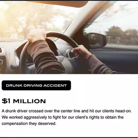 Strong Law obtained $1 million for a client injured in a head-on crash caused by a drunk driver. Our Tacoma attorneys fight aggressively for accident victims’ rights.