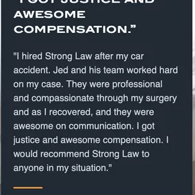 Rick R. shares how Strong Law helped him recover after a serious car accident. Clients in Tacoma trust our firm for compassionate, aggressive legal support.