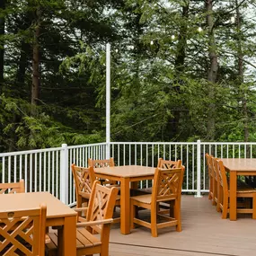 Exterior patio deck overlooking Mirror Lake