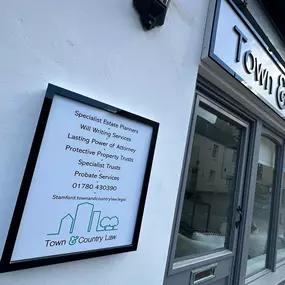 The Town and Country Law Stamford sign.