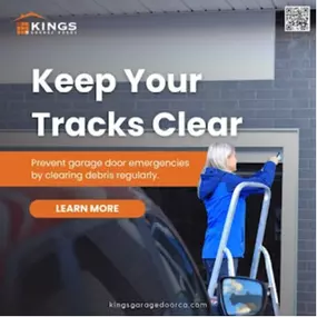 Prevent garage door repair emergencies by regularly clearing debris from your door tracks. Objects like dirt, leaves, and tools can cause misalignment or damage. 

Want more preventative tips? Head to our website for comprehensive maintenance advice.

Kings Garage Door
6428 Sol Way, Citrus Heights, CA 95621, United States
(916) 806-8397
https://kingsgaragedoorca.com/

#GarageDoorRepair #GarageDoorInstallation #GarageDoorReplacement #GarageDoorRepairNearMe #RepairGarageDoorNearMe #GarageDoorRepai