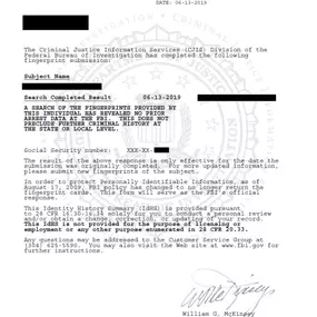 FBI Background Report
