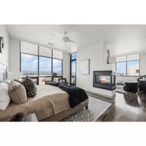 Bedroom with fireplace