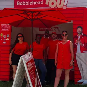 Teamwork, sunshine, and bobbleheads—what more could you ask for? Tina Biscan State Farm showing up and showing out at the Bobblehead YOU event. Thanks to everyone who stopped by and made it such a fun day.