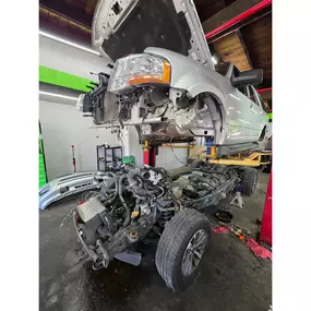 East End Automotive in Oak Ridge, TN shop interior. Your 5-Star Local Mechanic. Truck body separated from the chassis