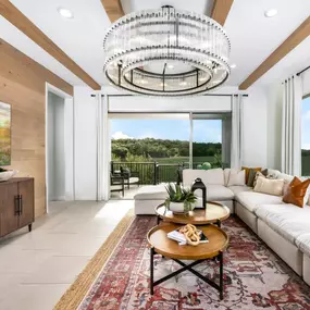 Open-concept great rooms set against a wall of sliding doors designed to maximize natural light and views