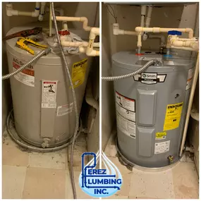 Before and after water heater replacement in Wesley Chapel, Florida