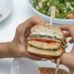 Pesto Chicken Sandwich on ciabatta.