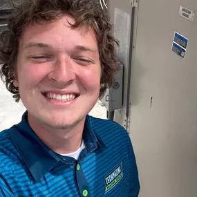 Hunter, one of Techmazing Heating & Cooling's amazing comfort specialists, helping people stay warm in winter and cool in the summer