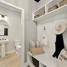 Main level half baths and everyday entries to keep you organized