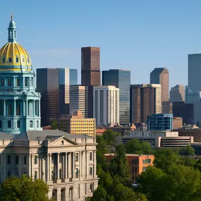 Denver skyline and Capitol building on a clear day