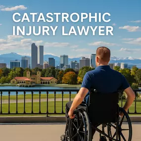 Young man in a wheelchair on a Denver sidewalk representing catastrophic injury legal services