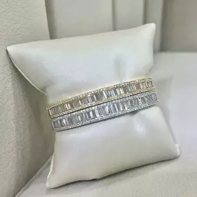 18k Gold Baguette & Round Diamond Bangles | Dallas TX