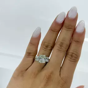 3 Stone Radiant Engagement Ring Dallas TX