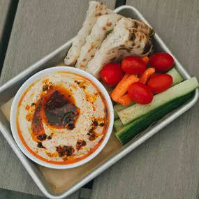Hummus and Veggies on Old Scratch Patio