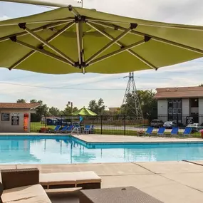 Pool With Sundecks at Wood Creek Apartments