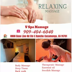 Massage is becoming more popular as people now understand the 
benefits of a regular massage session to their health and well-being.
Here at we love being a part of helping 
taking V Spa Massage part in peoples wellness and a better life.