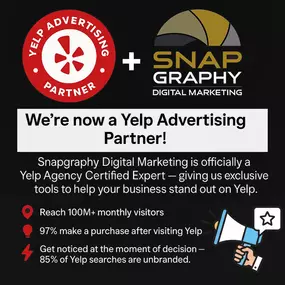 Snapgraphy Digital Marketing is officially a Yelp Agency Certified Expert, giving us exclusive tools to help your business stand out on Yelp.

With Snapgraphy and Yelp:
???? Reach 100M+ monthly visitors
???? 97% purchase after visiting Yelp
⚡ Get noticed at the moment of decision — 85% of Yelp searches are unbranded.

Let’s grow your visibility where customers are ready to buy!
https://snapgraphyus.com/