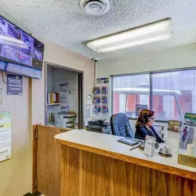 Friendly, well-lit office area at River Crossing Storage & RV in Goodyear, AZ, providing helpful customer service, storage supplies, and quick rental solutions.