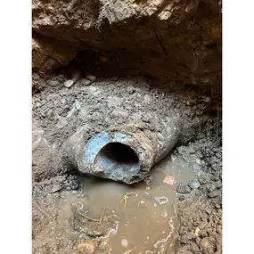 This is what an old sewer main looks like. We have to cut into it to install a modern fitting that will last a lifetime.