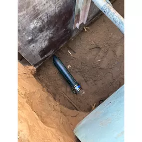This is the SDR 17 pipe after we've pulled it through and connected it to the Sewer Main.