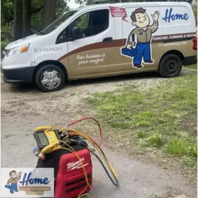 Home Plumbing, Heating & Cooling service van ready for HVAC and electrical calls.