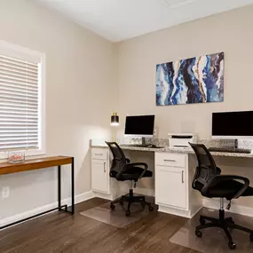 Private computer room  with desktop computers.