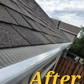 This photo shows the completed gutter guard installation by Gehlen Construction in Lakeville, Minnesota. The new guards provide long-lasting protection against debris buildup and improve overall drainage efficiency.