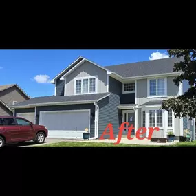 This photo features the finished siding installation by Gehlen Construction in Prior Lake, Minnesota. The home now has clean, modern siding that improves both its style and structural protection.