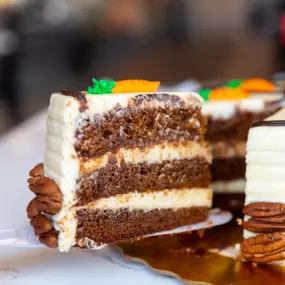 A slice of carrot cake.