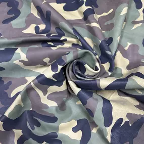 Buffed camouflage cow leather sides