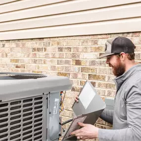 Lucas working on a hvac unit in Weyers Cave Virginia-