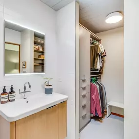 A professional is mulching an overgrown wooded area with a yellow Vermeer S925TX mini skid steer. Trees stand in the background, and the ground is covered in wood chips.