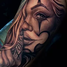 Female Joker Black& White tattoo