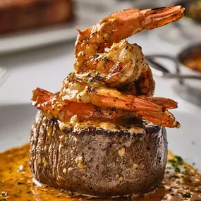 Filet Mignon topped with Diablo Shrimp