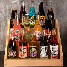Special novelty celebrity sodas display.