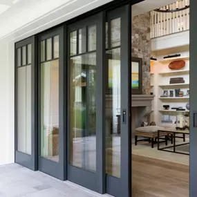 replacement sliding doors in black frame from Pella