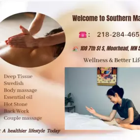 Massage techniques are commonly applied with hands, fingers, 
elbows, knees, forearms, feet, or a device. 
The purpose of massage is generally for the treatment of 
body stress or pain.