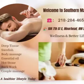 Our traditional full body massage in Moorhead, MN
includes a combination of different massage therapies like 
Swedish Massage, Deep Tissue,  Sports Massage,  Hot Oil Massage
at reasonable prices.