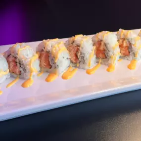 Chopped spicy red tuna inside, topped with spicy mayo.