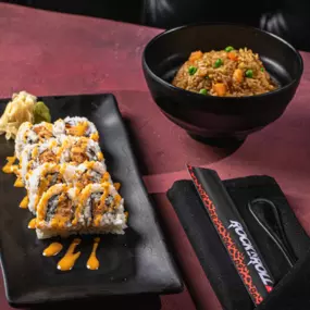 Choose any Classic Roll and your choice of three Crispy Crab Wontons, one Egg Roll or Fried Rice (add Chicken, Shrimp or Filet Mignon to your Fried Rice for an additional charge.)