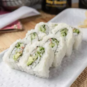 Krab stick, avocado, cucumber inside.