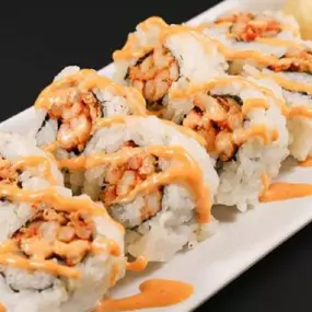 Cajun-seasoned crawfish inside, topped with spicy mayo