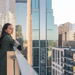 Balcony with a view of cityscape