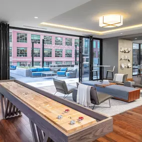 Clubhouse with a ping pong table and couches