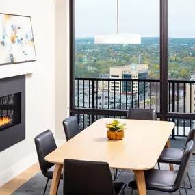 Club Room With a Fireplace and balcony