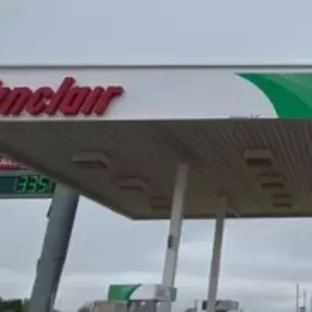 Sinclair gas station fueling island