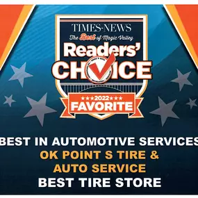 We are proud to have been chosen as Magic Valley's Best Tire Store! Thank you all for the support!